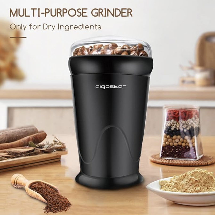 Moulin à Épices Avec Lame En Acier Inoxydable Multifonctionnel pour Moudre Grains à Café, Épices, Graines de lin, chia