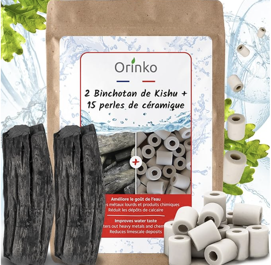 Charbons Binchotan et Perles de Céramique pour Purifier l&rsquo;eau du Robinet