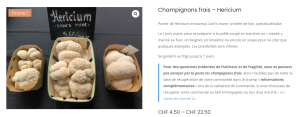 Hericium cultivé en Suisse romande