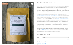 Hericium en poudre cultivé en Suisse romande
