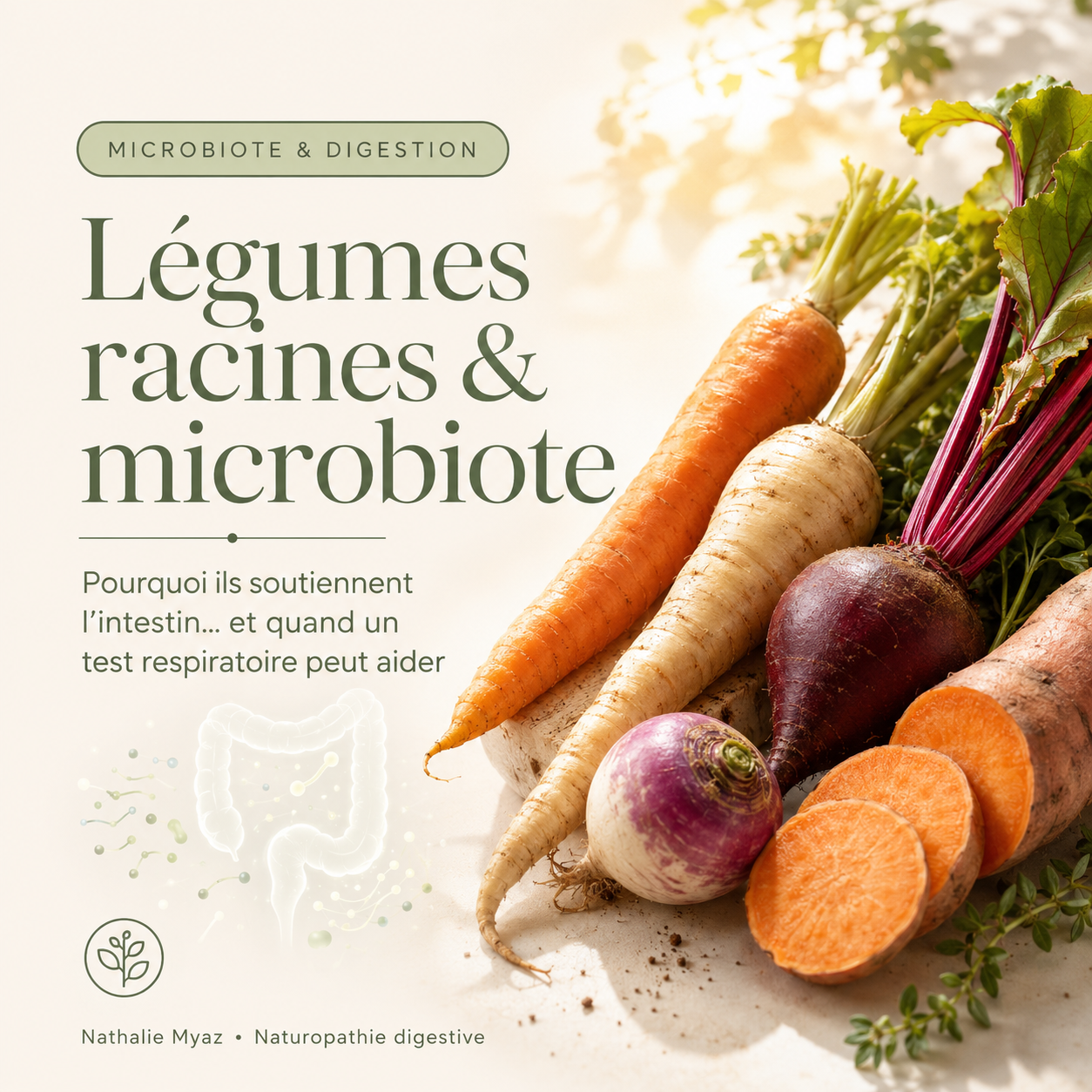 Légumes racines et microbiote : pourquoi ils sont précieux pour l’intestin, et quand envisager un test respiratoire